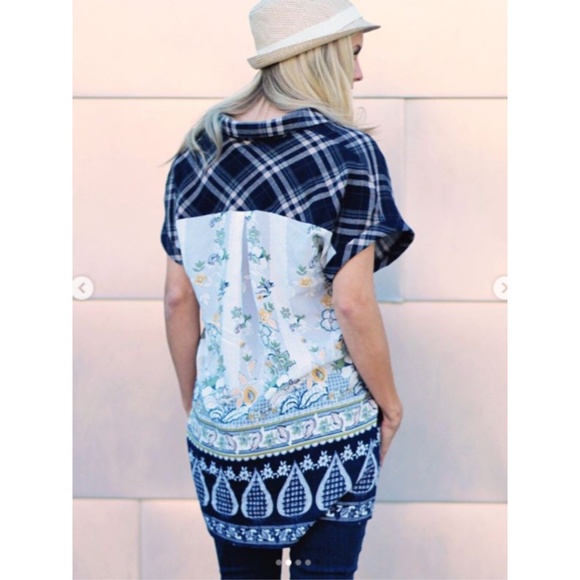 Oversized Plaid Shirt w/ boho pattern on back - Picture 8 of 8